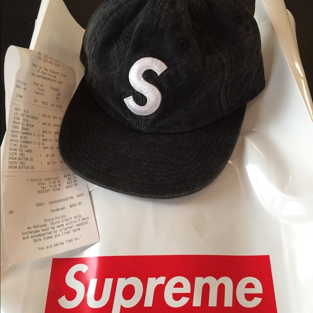 Supreme Washed Chambray S Logo 6-Panel Black SS18